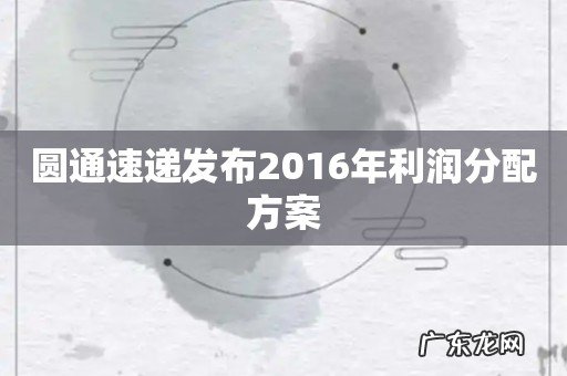 圆通速递发布2016年利润分配方案