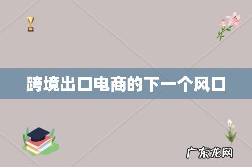 跨境出口电商的下一个风口