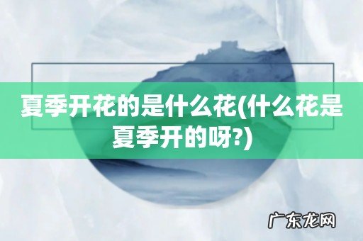 什么花是夏季开的呀? 夏季开花的是什么花