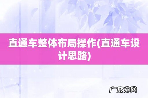 直通车设计思路 直通车整体布局操作