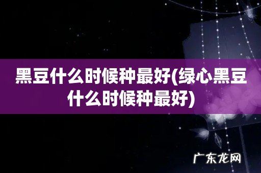 绿心黑豆什么时候种最好 黑豆什么时候种最好