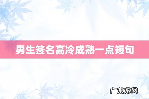 男生签名高冷成熟一点短句