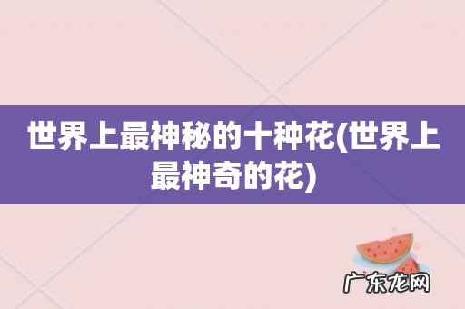 世界上最神奇的花 世界上最神秘的十种花