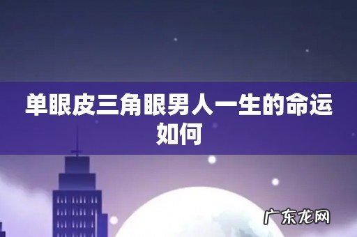 单眼皮三角眼男人一生的命运如何