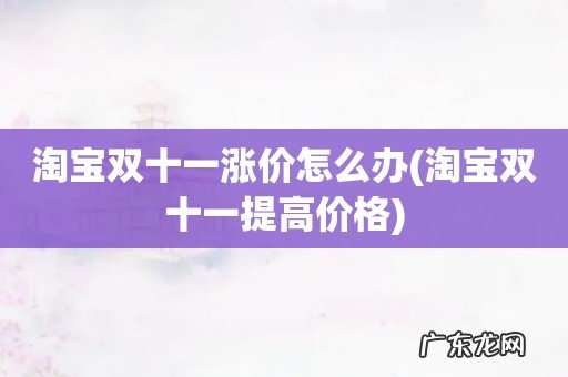淘宝双十一提高价格 淘宝双十一涨价怎么办