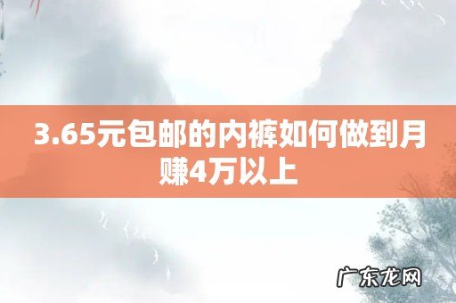 3.65元包邮的内裤如何做到月赚4万以上