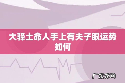大驿土命人手上有夫子眼运势如何