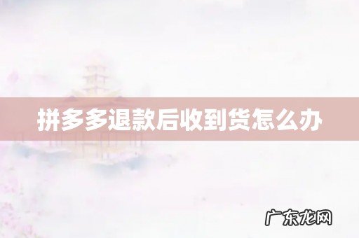 拼多多退款后收到货怎么办