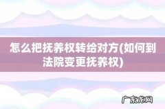 如何到法院变更抚养权 怎么把抚养权转给对方