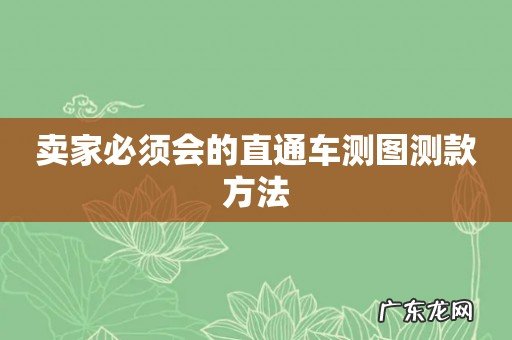 卖家必须会的直通车测图测款方法