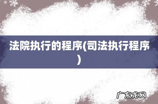司法执行程序 法院执行的程序