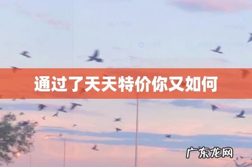通过了天天特价你又如何