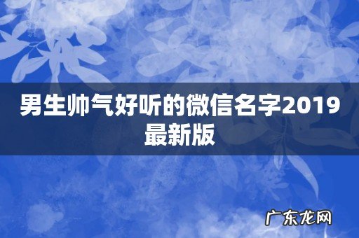 男生帅气好听的微信名字2019最新版