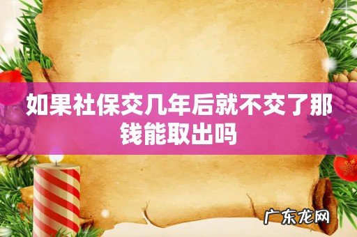 如果社保交几年后就不交了那钱能取出吗