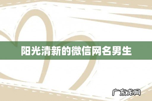 阳光清新的微信网名男生