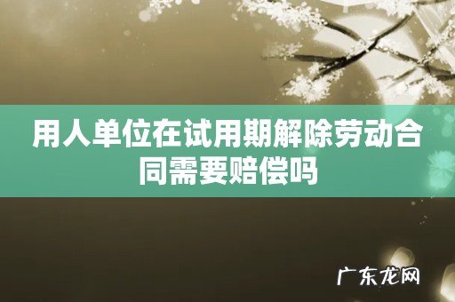 用人单位在试用期解除劳动合同需要赔偿吗