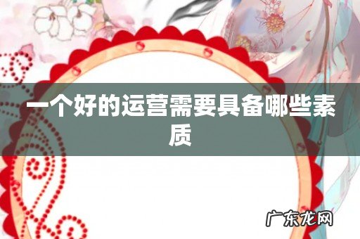 一个好的运营需要具备哪些素质