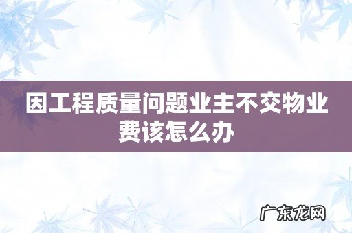 因工程质量问题业主不交物业费该怎么办