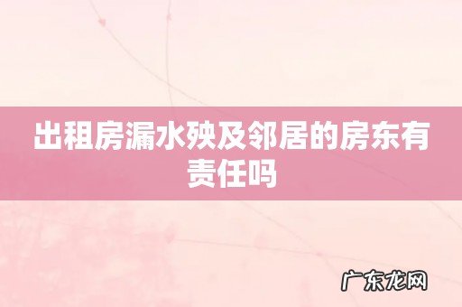 出租房漏水殃及邻居的房东有责任吗