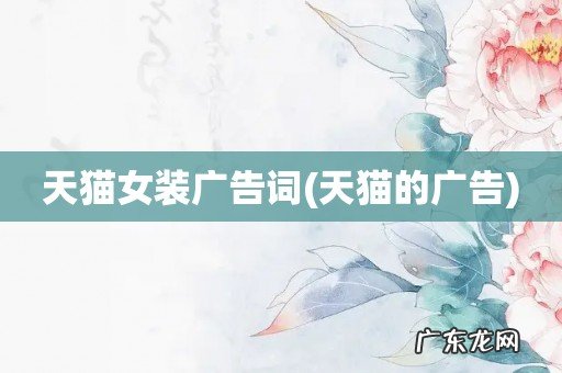 天猫的广告 天猫女装广告词