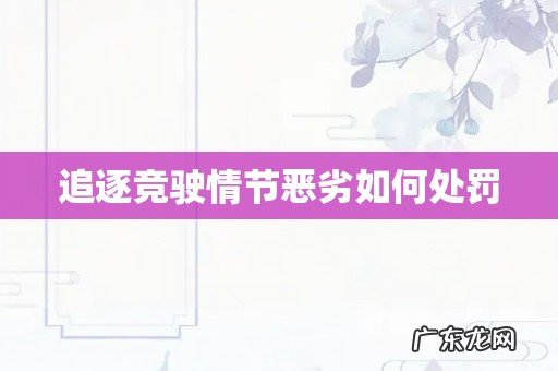 追逐竞驶情节恶劣如何处罚