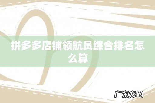 拼多多店铺领航员综合排名怎么算