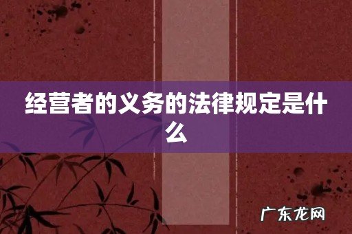 经营者的义务的法律规定是什么