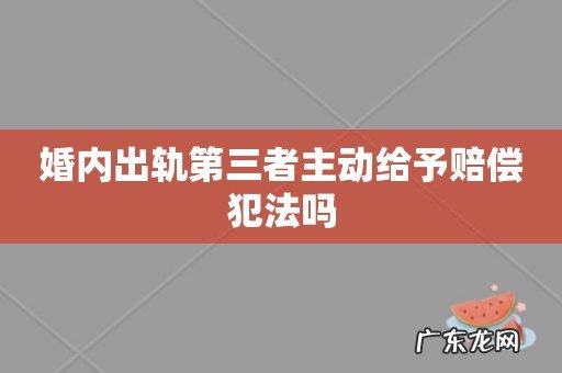 婚内出轨第三者主动给予赔偿犯法吗