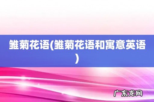 雏菊花语和寓意英语 雏菊花语