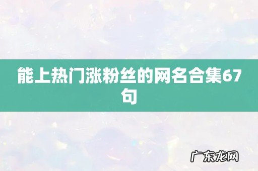 能上热门涨粉丝的网名合集67句