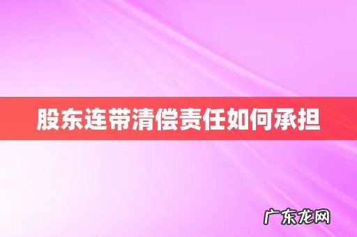 股东连带清偿责任如何承担