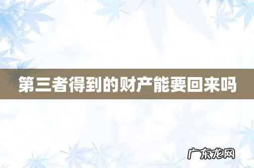 第三者得到的财产能要回来吗
