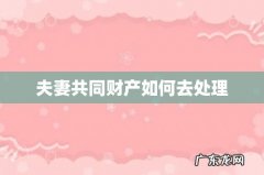 夫妻共同财产如何去处理