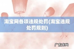 淘宝违规处罚规则 淘宝网各项违规处罚