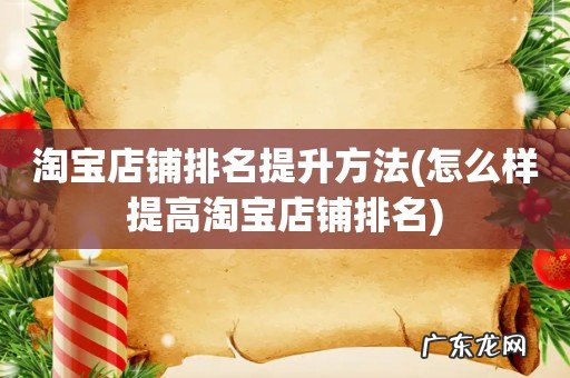 怎么样提高淘宝店铺排名 淘宝店铺排名提升方法