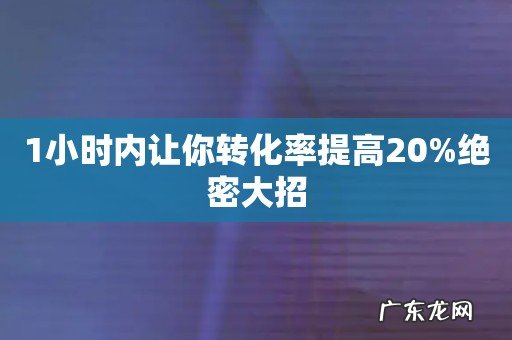 1小时内让你转化率提高20%绝密大招