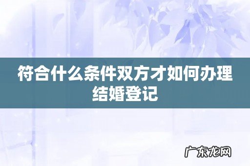符合什么条件双方才如何办理结婚登记