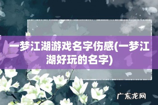 一梦江湖好玩的名字 一梦江湖游戏名字伤感