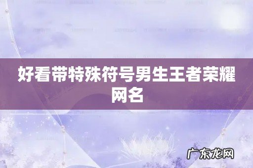 好看带特殊符号男生王者荣耀网名