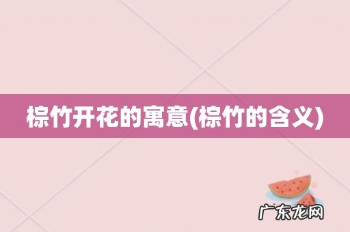棕竹的含义 棕竹开花的寓意