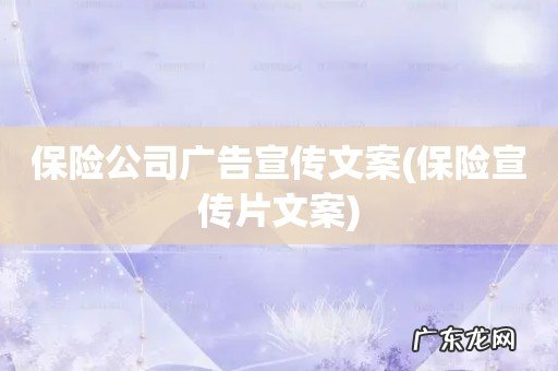 保险宣传片文案 保险公司广告宣传文案