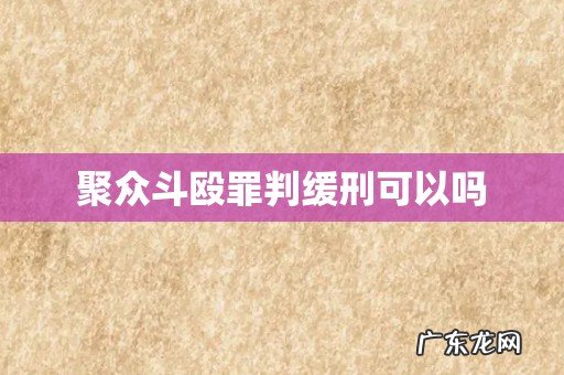 聚众斗殴罪判缓刑可以吗