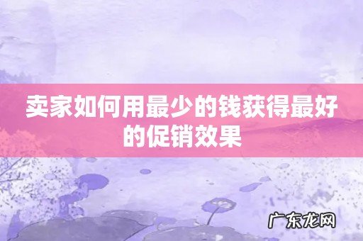 卖家如何用最少的钱获得最好的促销效果