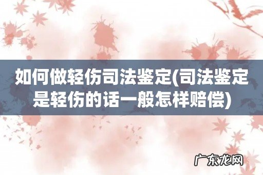 司法鉴定是轻伤的话一般怎样赔偿 如何做轻伤司法鉴定