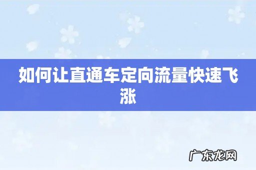 如何让直通车定向流量快速飞涨