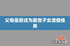 父母是否该为离世子女清偿债务