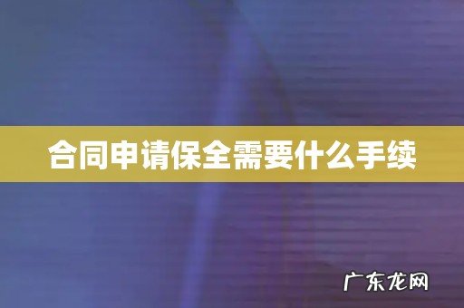 合同申请保全需要什么手续