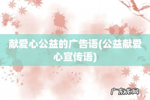 公益献爱心宣传语 献爱心公益的广告语