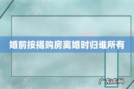婚前按揭购房离婚时归谁所有