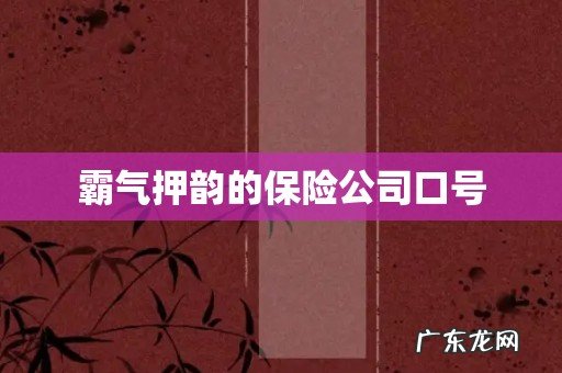 霸气押韵的保险公司口号